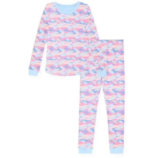 Sleep On It Girls Super Soft 2-Piece Snug Fit Pajama Set - Camo image {6}