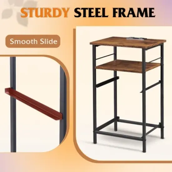 GALAXHERO  Night Stand Set 2, Nightstand with Charging Station, Bedside Tables for Bedroom, Side Table,Rustic Brown image {6}