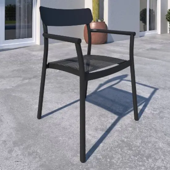 Amazonia Axe 7pc Aluminum Rectangular Patio Dining Set Black image {4}