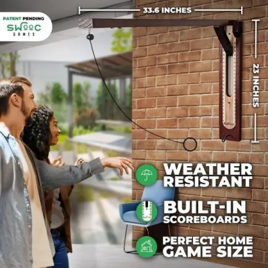 SWOOC Games - Hideaway Hook and Ring Game On A String - Weather Resistant & Easy Setup - Man Cave Games - Wall Games For Game Room Games - Wall Ring image {3}