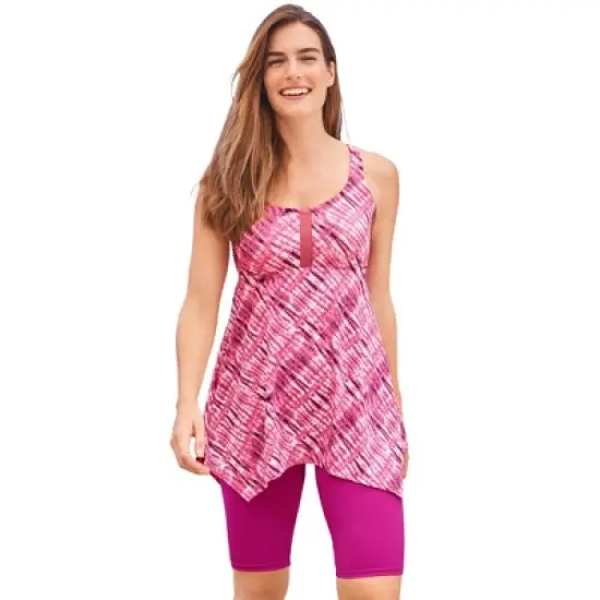 Swim 365 Women&rsquo;s Plus Size Longer-Length Tankini Top image {16}
