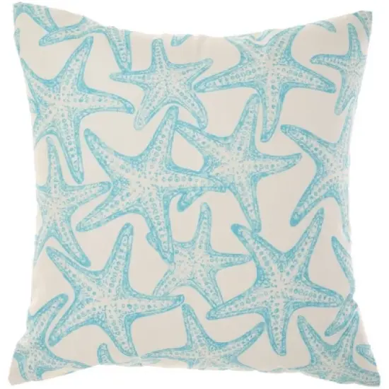 18"x18" Reversible Indoor/Outdoor Starfish and Wave Square Throw Pillow - Mina Victory image {8}