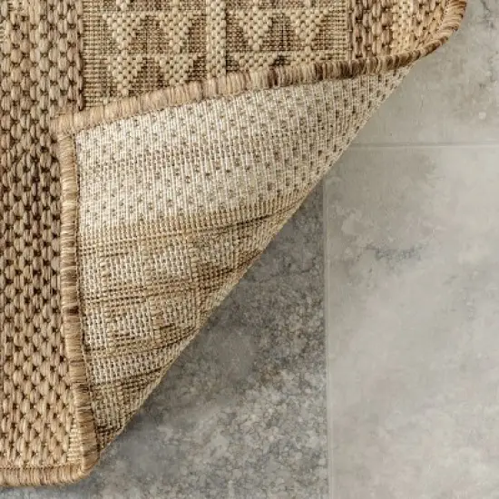 Nuloom Ranya Geometric Indoor/Outdoor Area Rug, Round 6' 7", Light Brown image {5}