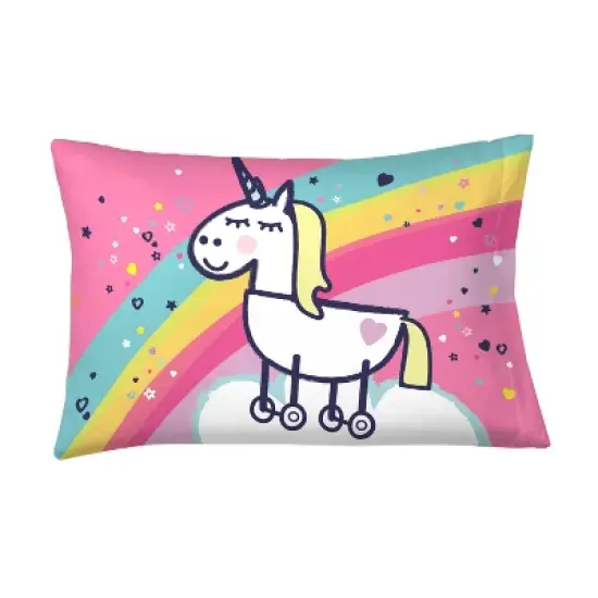 Twin Peppa Pig Rainbow Dreamer Reversible Kids' Bedding Bundle: Comforter Set with Pillow Case & Sheets, Multicolor image {11}