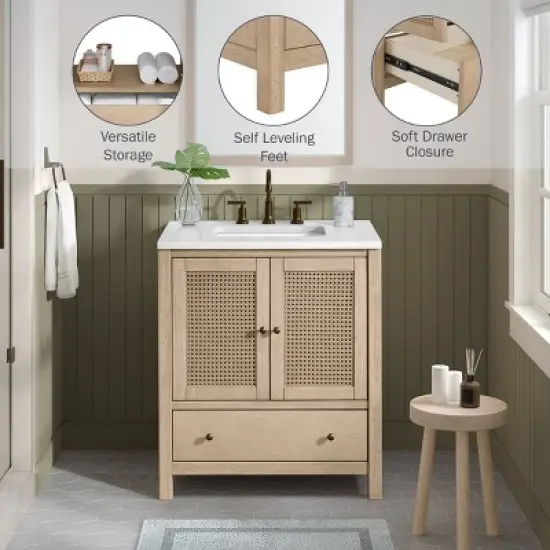 Alaterre Furniture Lucca Bathroom Vanity - Freestanding Cabinet Without Top image {2}