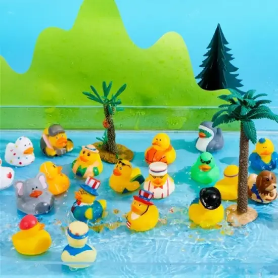 Syncfun 15 Pcs Rubber Ducks Bath Toys Birthday Gifts for Kids, Random Assortment Mini Rubber Duckie Toys with Mesh Carry Bag image {7}