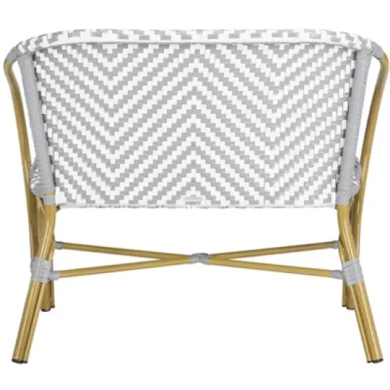 Dandra Herringbone Rattan Settee - Grey/White - Safavieh image {4}