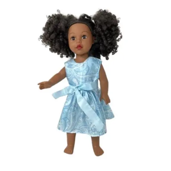 Doll Clothes Superstore Size 4 Matching Girl And Doll Blue Paisley Satin Dresses image {3}