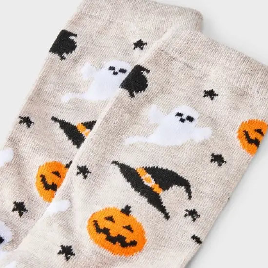 Women's Halloween Icons Crew Socks - Hyde and EEK! Boutique&trade; Oatmeal Heather/Orange/Black 4 - 10 image {2}