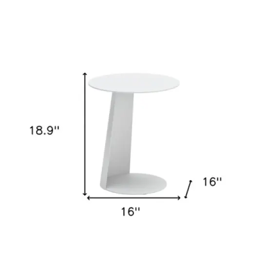HomeRoots 16" White Aluminum Rounded Outdoor Side Table image {2}