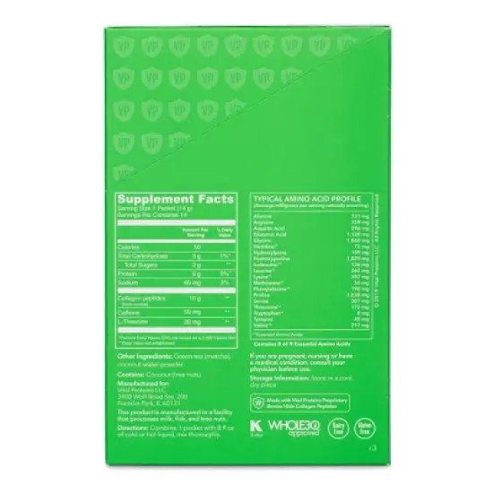 Vital Proteins On-The-Go Matcha Collagen Original Stick Pack Box - 14ct image {2}