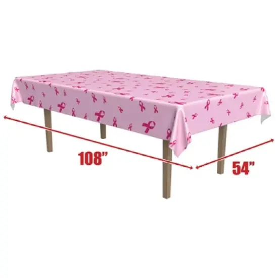 Beistle Pink Ribbon table cover, 54" x 108", (2/Pkg) Multicolored image {3}