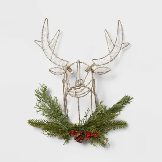 LED Dewdrop Deer Head with Faux Greenery Christmas Novelty Silhouette Light - Wondershop&trade; image {2}