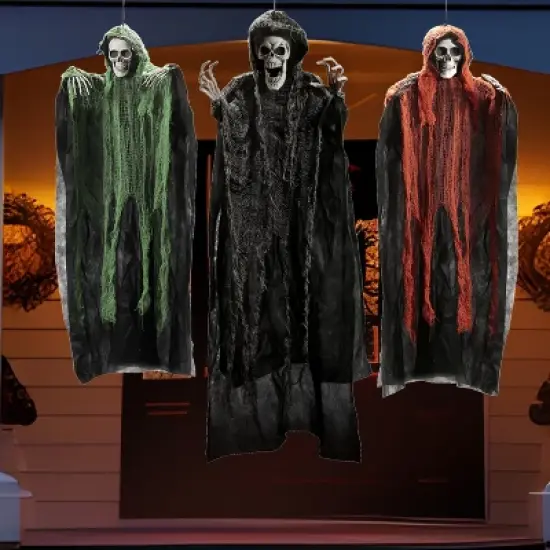 Joyfy 3 Pack Halloween Decoration Hanging Grim Reapers, Halloween Skeleton Flying Ghost D&eacute;cor Prop for Indoor Outdoor Use image {8}