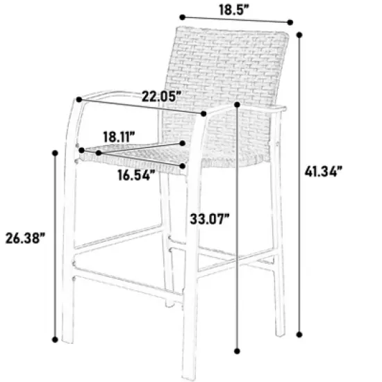 FIONECA 3-Piece Outdoor Rattan Bar Stool Set with Glass Table Top &uml;C Wicker Bar Chairs for Backyard, Garden, Pool, Balcony, and Deck, Brown image {2}