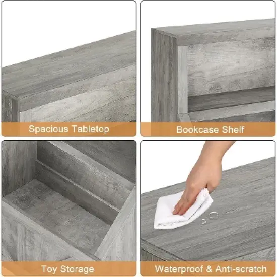 Wooden Kids Bookshelf & Toy Organizer with Large Cubbies for Playroom, Bedroom & Classroom image {3}