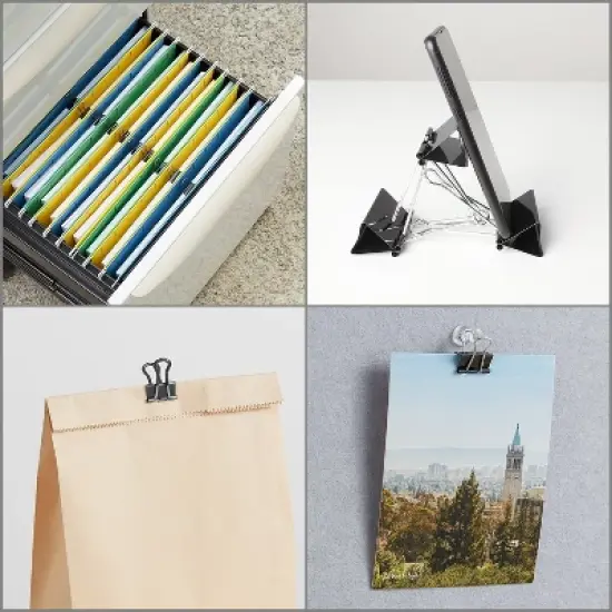 MyOfficeInnovations Small Metal Binder Clips Bulk PK Black 3/4" Size with 3/8" Capacity 480114 image {5}