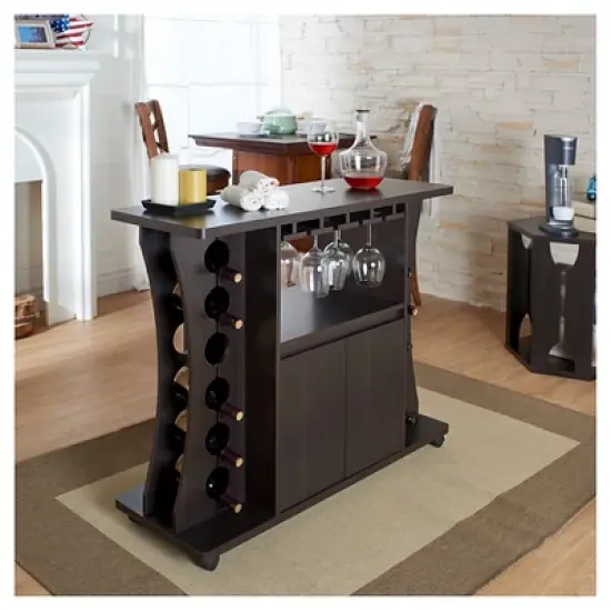 Claren Curved Standing Wine Rack Wood/Espresso - HOMES: Inside + Out image {3}
