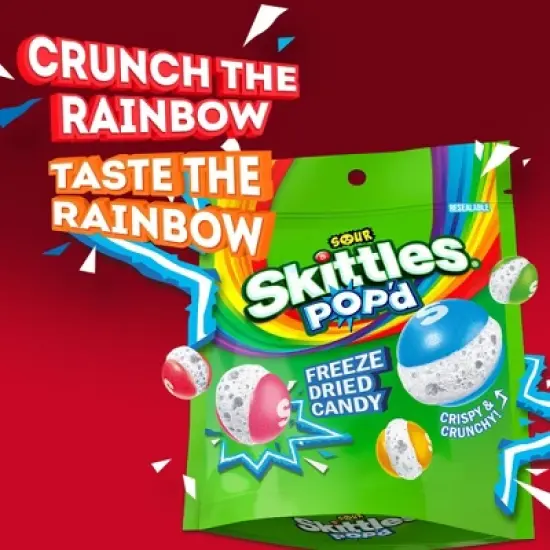 SKITTLES POP'd&nbsp;Sour Freeze Dried Candy Resealable Candy Bag - 5.5oz image {2}