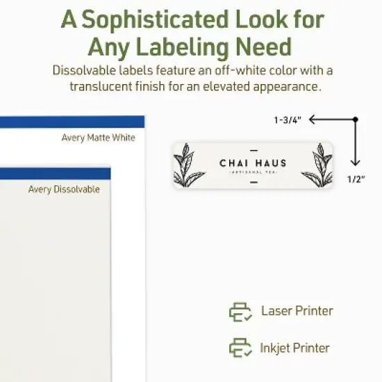 Avery Dissolvable Labels, 0.5" x 1.75" Rectangle image {3}