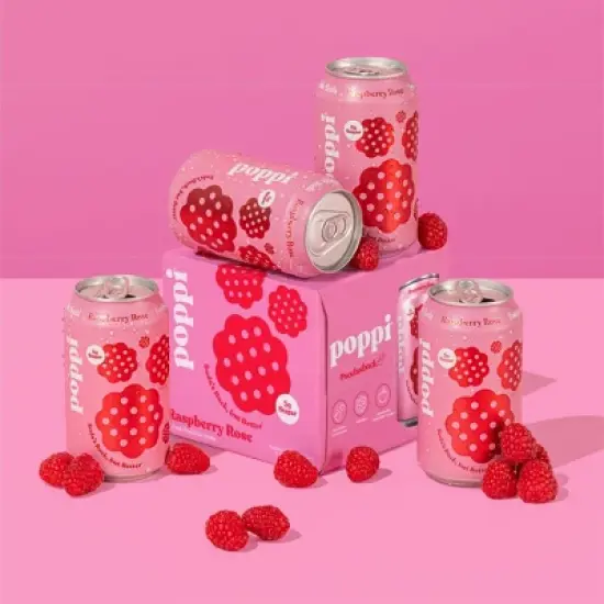 Poppi Raspberry Rose Prebiotic Beverage - 4pk/12 fl oz Cans image {2}