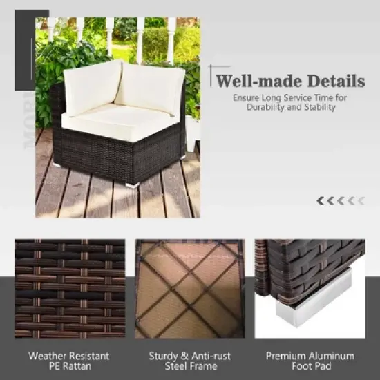Costway 7 PCS Patio Furniture Set with 28" 50000 BTU Propane Gas Fire Pit Table Cushions Red/Turquoise/Off White image {5}