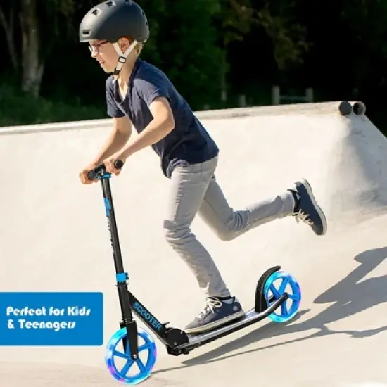 Costway Folding Sports Kick Scooter w/LED Wheels for Kids Teens Pink\ Blue image {2}