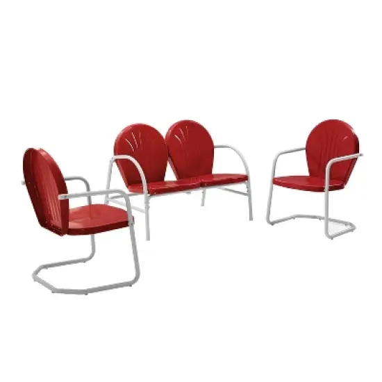 Griffith 3pc Outdoor Seating Set - Bright Red - Crosley image {5}