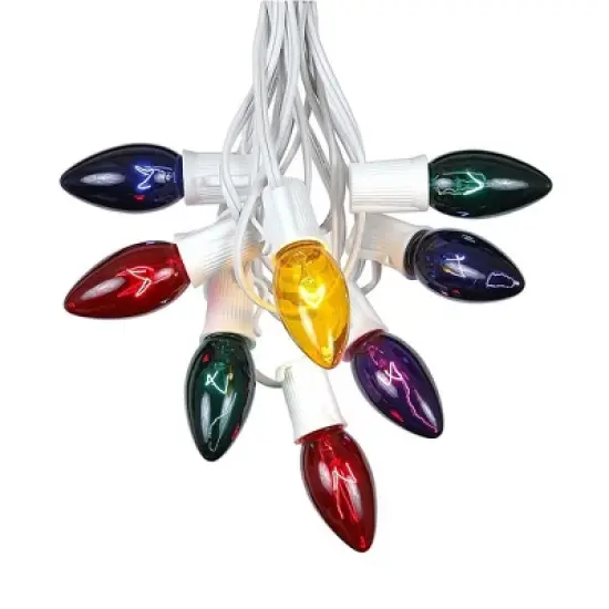 Novelty Lights 25 Feet C9 Christmas String Light Set, Vintage Holiday Hanging Light Set, White Wire image {11}