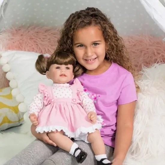 Adora Toddler Doll "Vintage Girl" with Pink frill Pinafore Dress, Pink Baby Pantaloons and Black Mary Jane Shoes image {3}