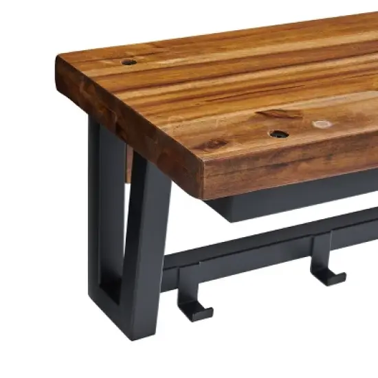 Claremont Rustic Wood Coat Hook and Bench Set Dark Brown - Alaterre Furniture image {5}