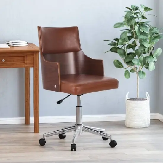 Rhine Mid-Century Modern Upholstered Swivel Office Chair - Christopher Knight Home image {1}