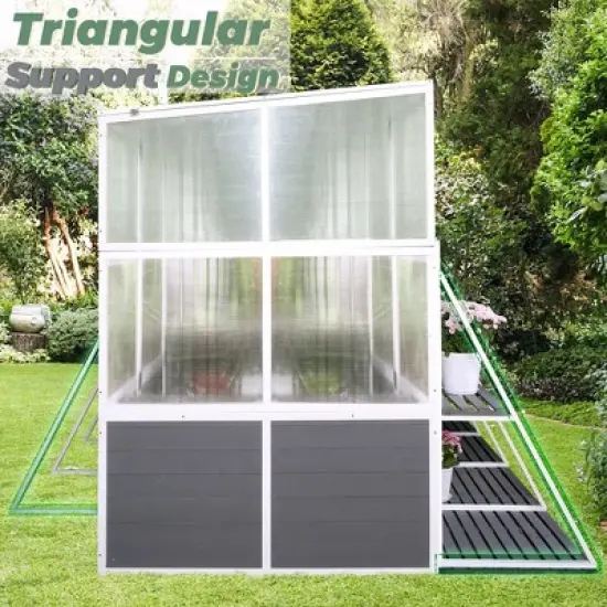 Greenhouse, Wooden Lean to Greenhouses for Outdoors, Heavy Duty Walk in Green House for Outside Winter for Sunroom Storage Shed, Garden, Backyard image {3}