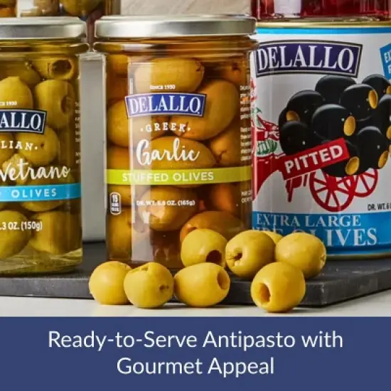 DeLallo Garlic Stuffed Olives, 5.8 oz Jar, (6 Pack) image {1}