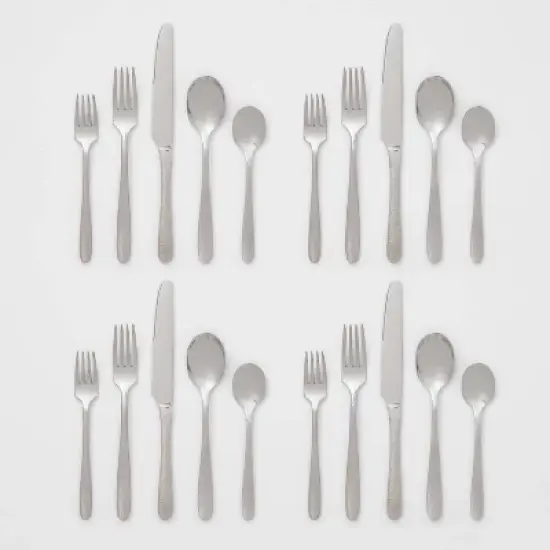 20pc Millinocket Flatware Set Silver - Threshold&trade;: Stainless Steel Silverware, Service for 4, Dishwasher-Safe image {3}
