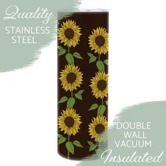 Elanze Designs Bright and Cheery Sunflower Pattern 20 ounce Stainless Steel Travel Tumbler with Lid For Your On The Go Beverages image {2}