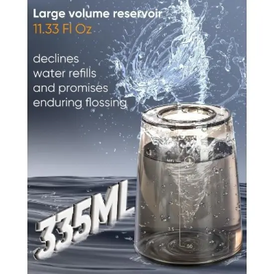 LP221 UVC Sterilizable Cordless Water Flossers for Teeth 335ML Portable OLED Display Dental Flosser with 4 Modes 8 Jet Tips image {6}