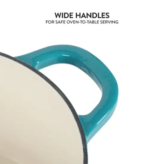 Crock-Pot 6qt Artisan Round Dutch Oven Teal Ombre: Enamel Surface, Oven-Safe, Gas & Electric Compatible, 14" Diameter image {2}