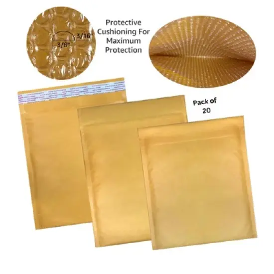 UOFFICE Pack of 100 Kraft Bubble Mailers 5" x 10" - #00 Self-Seal Padded Envelopes image {10}