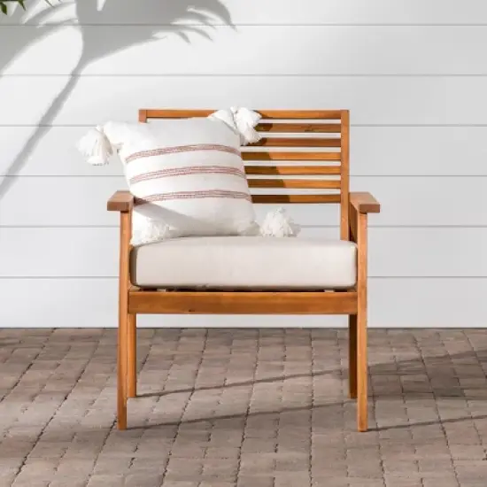 Saracina Home Mid-Century Modern Slatted Outdoor Acacia Arm Chair 
 image {2}