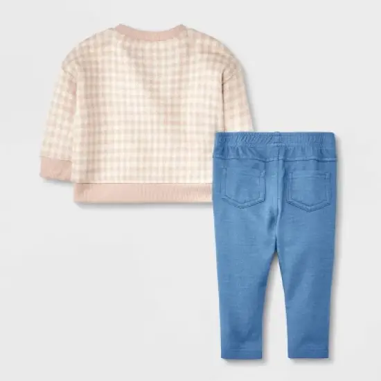 Baby Faux Gingham Sweater & Bottom Set - Cat & Jack&trade; Light Brown image {1}