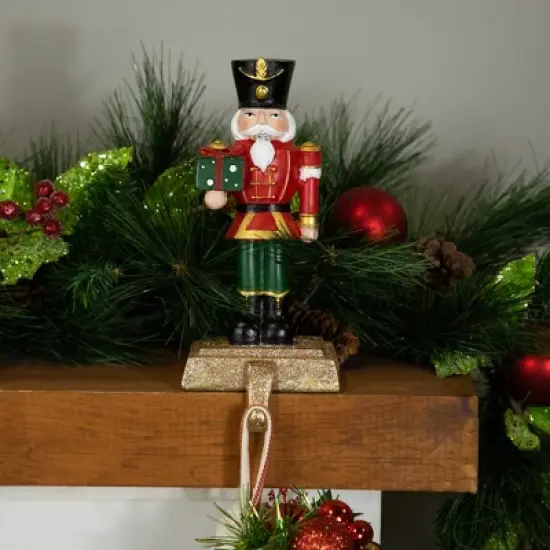 Northlight Glittered Nutcracker Soldier with Gift Christmas Stocking Holder - 9.5" image {2}