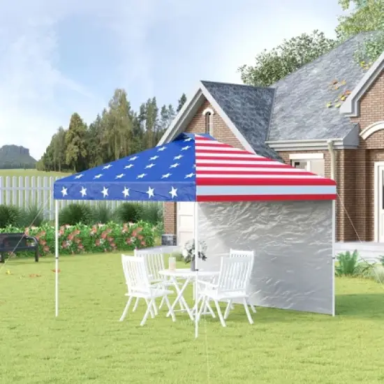 Outsunny 10' x 10' Pop Up Canopy Tent with 1 Sidewall, Carry Bag, Adjustable Height, Instant Shelter Tent for Backyard, Garden, and Patio image {2}