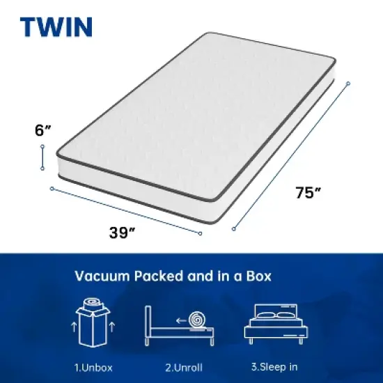 FDW 6 Inch Hybrid Mattress with Innerspring and Foam/Fiberglass Free/Medium Firm Spring Mattress/Mattress in a Box/CertiPUR-US Certified image {6}