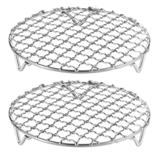 Unique Bargains Stainless Steel Round Cross Wire Barbecue Grill with Legs image {34}