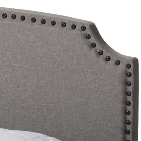 Odette Modern and Contemporary Fabric Upholstered Bed - Light Gray - Baxton Studio image {3}