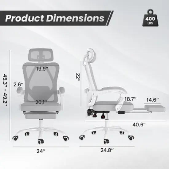 GlasFlength Task and Office Chairs with Support Armrest，Ergonomic, Adjustable，Computer Chair and Gaming Chair, Gray, 24"*24.8"*45.3" image {1}
