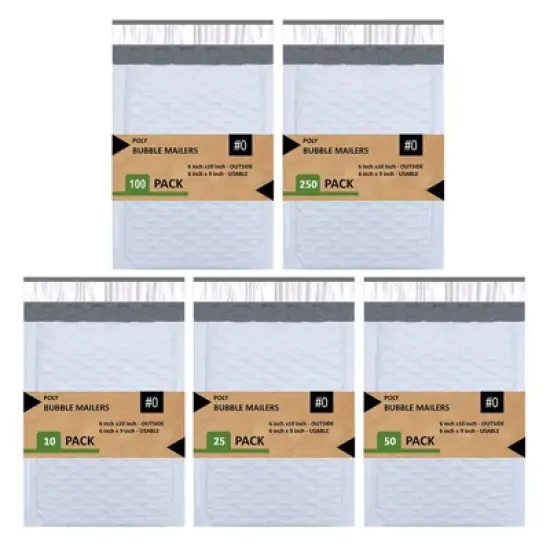 Link Size #0 6"x10" Poly Bubble Mailer Self-Sealing Waterproof Shipping Envelopes Pack Of 10/25/50/100/250 image {5}