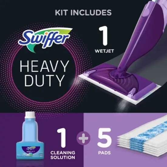 Swiffer WetJet Floor Mop Starter Kit (1 Spray Mop, 5 Mopping Pads, 1 Floor Cleaner Liquid Solution) image {2}