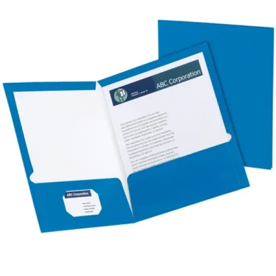 Oxford 2-Pocket Laminated Folder, 100 Sheet Capacity, Blue, Pack of 25 image {1}